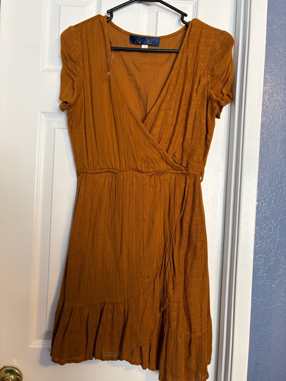 Rusty Mustard Wrap Mini Dress